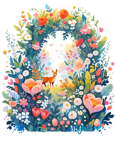 Fairytale magic fairy garden, beautiful fantasy floral, AI generated png