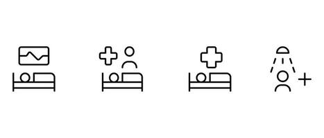 Hospital bed icon vector set design with Editable Stroke. Line, Solid, Flat Line, thin style and Suitable for Web Page, Mobile App, UI, UX design.