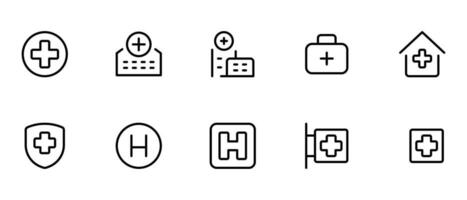 hospital icon vector set design with Editable Stroke. Line, Solid, Flat Line, thin style and Suitable for Web Page, Mobile App, UI, UX design.