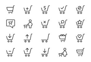 Shopping cart icon set, Full and empty shopping cart symbol, shop and sale, vector illustration