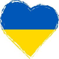 Ukraine flag in heart shape grunge brushstroke. Ukrainian flag heart. Vector brush stroke flag, symbol.