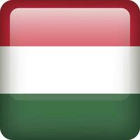 Hungary flag button. Square emblem of Hungary. Vector Hungarian flag, symbol. Colors and proportion correctly.