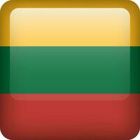 Lithuania flag button. Square emblem of Lithuania. Vector Lithuanian flag, symbol. Colors and proportion correctly.