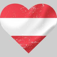 Austria flag in heart shape grunge vintage. Austrian flag heart. Vector flag, symbol.