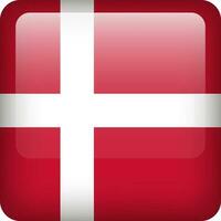 Denmark flag button. Square emblem of Denmark. Vector Denmark flag, symbol. Colors and proportion correctly.