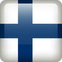 Finland flag button. Square emblem of Finland. Vector Finnish flag, symbol. Colors and proportion correctly.