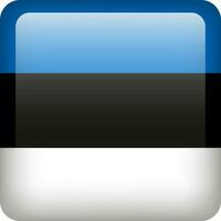 Estonia flag button. Square emblem of Estonia. Vector Estonian flag, symbol. Colors and proportion correctly.