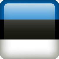 Estonia flag button. Square emblem of Estonia. Vector Estonian flag, symbol. Colors and proportion correctly.