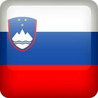 Slovenia flag button. Square emblem of Slovenia. Vector Slovenia flag, symbol. Colors and proportion correctly.