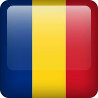 Romania flag button. Square emblem of Romania. Vector Romanian flag, symbol. Colors correctly.