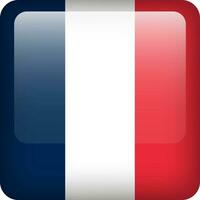 France flag button. Square emblem of France. Vector French flag, symbol. Colors and proportion correctly.