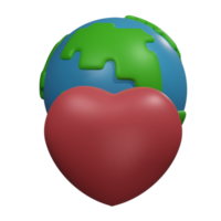 3d render illustration Love Mother Earth Day Icon plant png