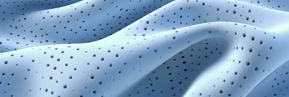 Breathable fabric dry light blue soft mesh holes floating light blue background. Generative AI photo