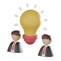 Businessman with Light Bulb Icon - Creative for Startups and Innovation 3D render png