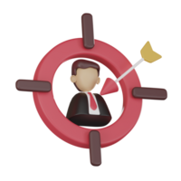 Crosshair Arrow on Businessman Target audience 3d render png