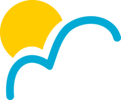 sun with blue cloud sky doodle icon png