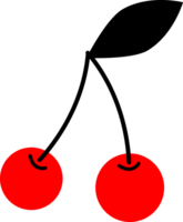 Cute red cherry fruit doodle icon png