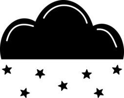 cute cloud with rain stars falling icon png