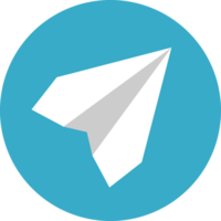 origami paper airplane in blue circle icon png