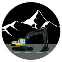 excavator on the background. vector illustration