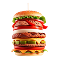 carne hamburguer isolado em transparente fundo. ai generativo png