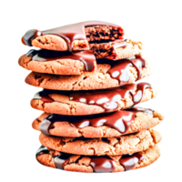 Chocolate Cookies with melted Chocolate on Top AI Generative png