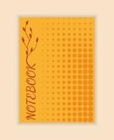 Vector autumn cover notebook. Background with twigs, branches. Orange and yellow autumn colors.