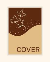 Vector notebook autumn cover. Background with twigs, branches. Brown and beige autumn colors.