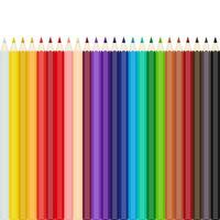 de colores lapices en un fila en un blanco antecedentes. vector ilustración.