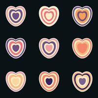 set of icons for valentine. Groovy retro set for valentine vector