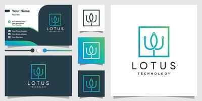 Lotus technology design element icon vector with business card concept