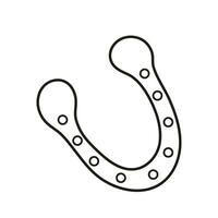 Horseshoe vector illustration in Doodle style. Isolated icon black line. Symbol of happiness outline