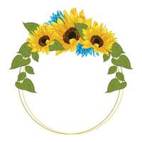 Colored sunflower frame Flower border Vector