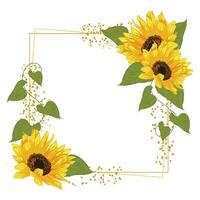 Colored sunflower frame Flower border Vector