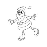 Comic retro Santa Claus character. Groovy vector illustration in line style.