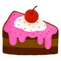 a slice of cake with a cherry on top, png