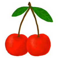 Cherry, two cherries on transparent background png