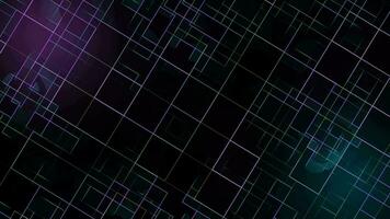 a purple and black background with a grid of squares video