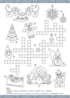 Christmas Crossword in Danish. Game and Coloring page. vector