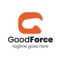 Good Force G and Hand Negative Space Logo vector