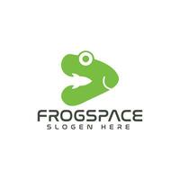 Frogspace Frog and Rocket Negative Space Logo vector