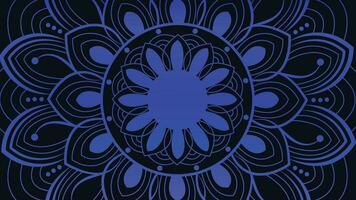 Abstract blue color mandala in dark blue background. vector