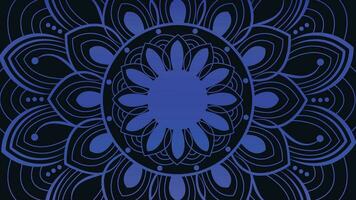 Abstract blue color mandala in dark blue background. vector