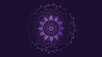 Abstract Mandala in simple style in purple gradient shade in dark purple background. vector