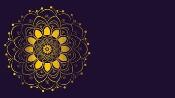 Abstract Mandala in golden color gradient shade in dark purple background. This can be used as a banner or ornaments for your festival project. vector