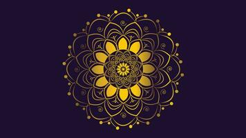 Abstract Mandala in golden color gradient shade in dark purple background. This can be used as a banner or ornaments for your festival project. vector