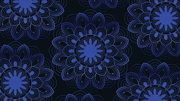 Abstract blue color mandala in dark blue background. vector