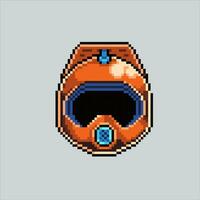 Pixel art illustration motorcycle helmet. Pixelated helmet. safety traffic motor helmet icon pixelated for the pixel art game and icon for website and video game. old school retro. vector