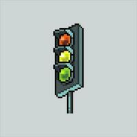 Pixel art illustration traffic light. Pixelated traffic light. safety traffic light icon pixelated for the pixel art game and icon for website and video game. old school retro. vector