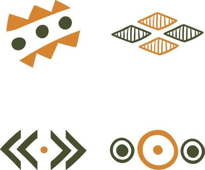 Abstract African Shape With Simple Design. Vector Illustration Set.